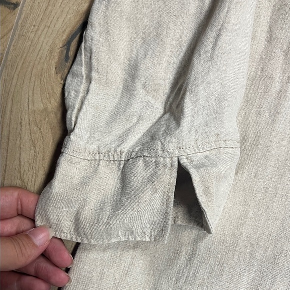 Elegant Beige Linen Shirt Jacket - Picture 5 of 7